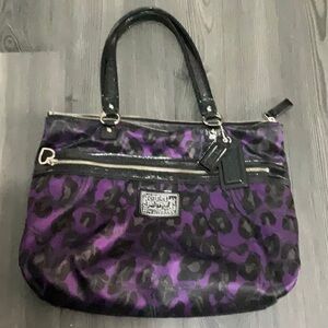 Purple and black Ocelot print Coach purse